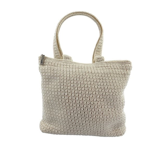The SAK Ivory Crochet Zip‎ Top Shoulder Handbag Purse Bag - Picture 1 of 14